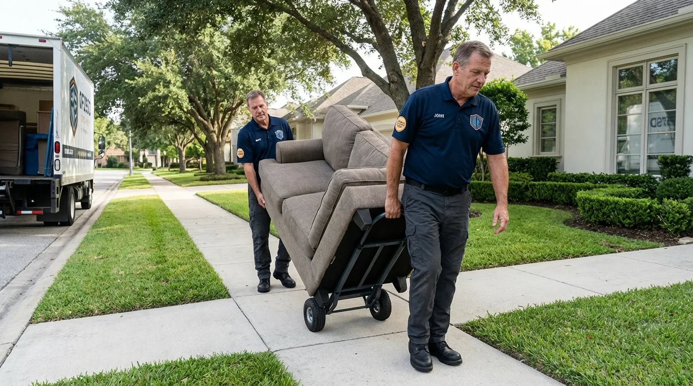 Local residential moving crew loading furniture in Minnewaukan, ND